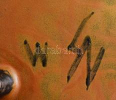 NJ jelzéssel: iparművész kaspó, d: 20 cm, m: 8,5 cm