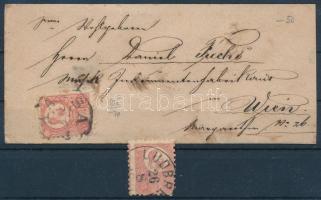 1871 Képbe fogazott Kőnyomat 5kr "LUDBRE(G)" (Gudlin 400 pont) (sarokhiba / corner fault) + Réznyomat 5kr levél