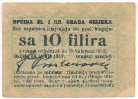 Eszék 1919. június 10f T:F,VG Osijek 1919. June 10 Filira C:F,VG