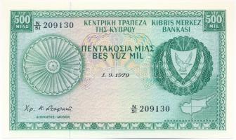 Ciprus 1979.09.01. 500m "N/51 209130" T:UNC,AU Cyprus 1st of September 1979. 500 Mils "N/51 209130" C:UNC,AU Krause 42.c