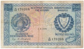 Ciprus 1973.5.1. 250m "N/60 170268" T:F 
Cyprus 1st of May 1973. 250 Mils "N/60 1702...