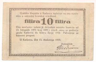 Jugoszlávia / Szerb-Horvát-Szlovén Királyság / Károlyváros 1919. 10f T:F szép papír
Yugoslavia / Ki...
