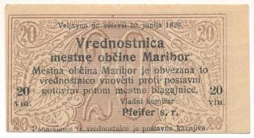 Jugoszlávia / Szerb-Horvát-Szlovén Királyság / Maribor 1919. 20v T:F szép papír Yugoslavia / Kingdom of the Serbs, Croats and Slovenes / Maribor 1919. 20 Vinarjev C:F fine paper