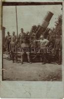 Osztrák-magyar tüzérség mozsárágyúval / WWI Austro-Hungarian K.u.K. military artillery with mortar. photo + "K.u.K. Artillerie Werkstätte der Festung Krakau" (szakadás / tear)