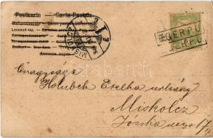 1904 Budapest VIII. Népszínház, Küry Klára, montázs + "EGER P.U."