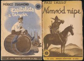Móricz Zsigmond: Kapitalista a tanyán. Hét elbeszélés. A szövegrajzok és a borítólap Fáy Dezső művészi munkája. Nemzeti Könyvtár 67. szám. Bp.,é., Stádium. Kiadói papírkötés, foltos borítóval. +  Pass László: Nimród népe. A szövegrajzok és a borítólap Fáy Dezső művészi munkája. Nemzeti Könyvtár 53. szám. Bp., 1941., Stádium. Kiadói papírkötés, szakadt borítóval, sérült kötéssel és kijáró lapokkal.