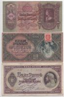 1930. 100P "Magyar Éremgyűjtők Egyesülete XX. Vándorgyűlése Pápa 1990. augusztus 11-12." felülbélyegzéssel + 1945. 100P + 1000P mindkettő "Érem-jelvény-plakett kiállítás a Magyar Tanácsköztársaság kikiáltásának 60. évfordulója alkalmából - MÉE Salgótarjáni Csoport 1979. III. 17-25." felülbélyegzéssel T:F,VG