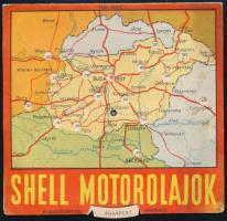 1939 Shell motorolajok reklámos, mechanikus, forgatható kilométertábla magyar városok között, 13,5x13 cm