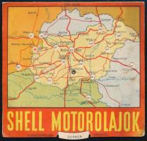 1939 Shell motorolajok reklámos, mechanikus, forgatható kilométertábla magyar városok között, 13,5x1...