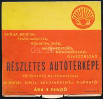 1939 Shell motorolajok reklámos, mechanikus, forgatható kilométertábla magyar városok között, 13,5x1...