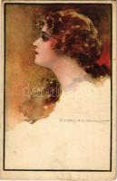 Italian lady art postcard. Anna & Gasparini 356-1. s: T. Corbella