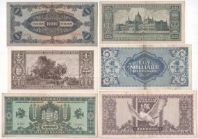 1946. 10.000MP-1.000.000.000MP (6xklf) mind "Bélyeg- és Pénzkiállítás a Pengő bevezetésének 70....