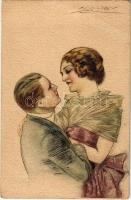 Szerelmes pár. Olasz művészlap / Romantic couple. Italian art postcard. Anna & Gasparini 492-5. s: Mauzan