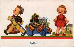 1941 Szakítás / Children art postcard, breakup (EK)