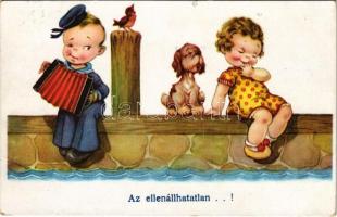 1941 Az ellenállhatatlan / Children art postcard, mariner boy (EK)