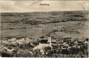 Hartberg (Steiermark), general view with church. "Wágner Hangszerkirály" advertisement on ...