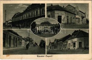 1944 Csap, Cop, Chop; vasútállomás, Kazinczy Sándor, Sermer Sámuel üzlete / railway station, shops (fl)