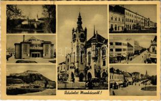 1943 Munkács, Mukacheve, Mukacevo; mozaiklap. Schönfeld Henrik kiadása / multi-view postcard