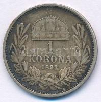 1893KB 1K Ag "Ferenc József" T:VF patina 
Adamo K5