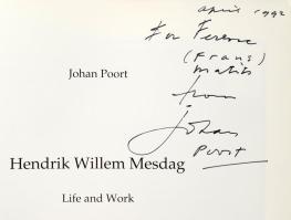 Poort, Johan: Hendrik Willem Mesdag. Life and work. A szerző által Matits Ferenc művészettörténész, ...