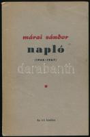 Márai Sándor: Napló (1958-1967.) Roma, 1968, Dario Detti. 1. kiadás. Emigráns kiadás. Kiadói papírkötés.