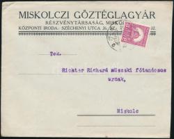 Miskolc 1930 "Miskolczi Gőztéglagyár Részvénytársaság" fejléces levélboríték