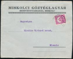 Miskolc 1930 "Miskolczi Gőztéglagyár Részvénytársaság" fejléces levélboríték