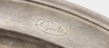 Kárpátia étterem antik ezüstözött tálca, jelzett, kopással, 32x22 cm