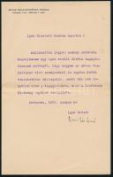 1933 Pintér Jenő, (1881-1940) irodalomtörténész, a Magyar Tudományos Akadémia tagjának aláírt levele a Kisfaludy Társaságba tagajánlással