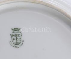 cca 1940, Csehszlovák altwien-stílusú historizáló 4 személyes teás szett, jelzett, kopással