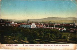 1914 Gyulafehérvár, Karlsburg, Alba Iulia; A város látképe a várból. Schäser Ferenc kiadása / Blick auf die Stadt vom Belvedere / city view from the castle (fa)