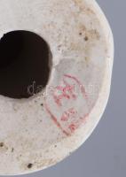 3 darab Blanc de Chine de Gayin figura, közte jelzett, sérüléssel, m: 18-22 cm