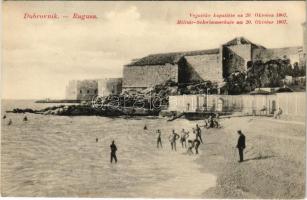 Dubrovnik, Ragusa; Vojnicko kupaliste ua 20. Oktobra 1907 / Militär-Schwimmschule am 20. Oktober 1907 / K.u.K. military swimming school. J. Rosovic