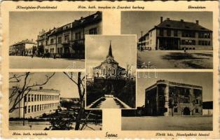 1941 Szenc, Szempcz, Senec; Községháza, Postahivatal, Római katolikus templom és Lourdes-i barlang, Gimnázium, Római katolikus iskola, Török ház, főszolgabírói hivatal / town hall, post office, Catholic church and Lourdes grotto, grammar school, Catholic school, judge's office (fa)