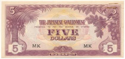 Malajzia / Japán megszállás DN (1942-1945) 5$ "Banános Bankjegy", "MK" T:F gemkapocs nyom, de erős papír Malaysia / Japanese Occupation ND (1942-1945) 5 Dollars "Banana Money", "MK" C:F paperclip mark, but sturdy paper Krause P#M6c