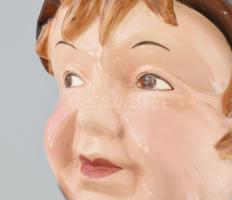 Tomasch Austria art deco gyermekfejet ábrázoló falikép, jelzett, kopással, 21,5x11 cm