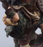 Kakasfogó legény. cca 1880, osztrák kerámia, jelzett, m: 36 cm