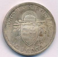 1938. 5P Ag "Szent István" T:AU patina, ph. Adamo P8.1