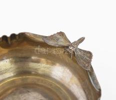 2 darab antik pillangó figurával díszített ezüstözött kínáló, d: 14-17 cm