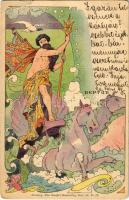 1901 Neptun. Theo Stroefer's Kunstverlag, Serie 138. No IX. Art Nouveau s: Ernest Louis Lessieux (EB)