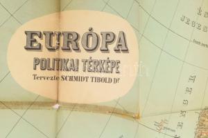 cca 1941 Európa politikai térképe, tervezte: Dr. Schmidt Tibold, 1 : 5.250.000, Bp., Magyar Földrajz...