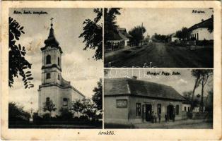 1941 Ároktő, Római katolikus templom, Fő utca, Hangya szövetkezet üzlete és saját kiadása (felületi sérülés / surface damage)