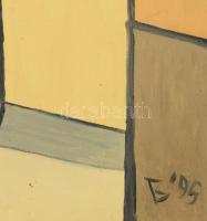 B '95 jelzéssel: Enteriőr. Olaj, vászon. Apró benyomódással. 50x60 cm