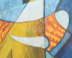 Gábor J jelzéssel: Színes formák. Vegyes technika, papír. Dekoratív, üvegezett, kissé sérült fakeret...