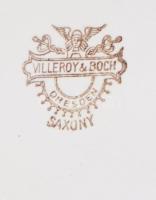 cca 1900, Villeroy & Boch vasfűmintás teáskanna és cukortartó, jelzett, sérült, m: 24 cm alatt