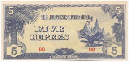 Mianmar / Japán megszállás DN (1942-1944) 5R T:AU  Myanmar / Japanese Occupation ND (1942-1944) 5 Rupees C:AU Krause P#15b