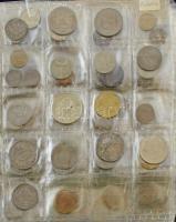 532db-os vegyes európai fémpénz gyűjtemény kék gyűrűs albumba rendezve, közte Svájc, Franciaország, ...