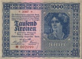 Ausztria / Osztrák-Magyar Bank 1922. 1000K T:I