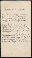 Sajó Sándor (1868-1933) irredenta költő, akadémikus Koronázási emlék c. versének autográf vers kézirata.