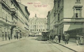 Zagreb Marie Valerie street with stationer´s shop and tram